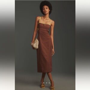 The Dafni Cutout Linen Midi Dress by Maeve